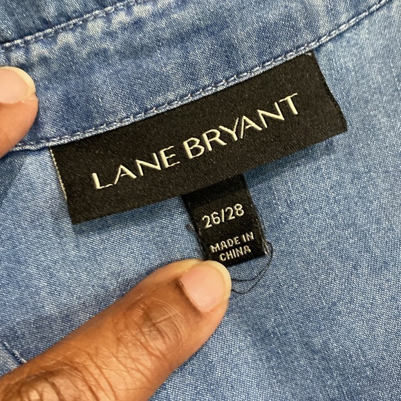 Lane Bryant chambray pop over shirt Blue sz 26/28 - Picture 3 of 8